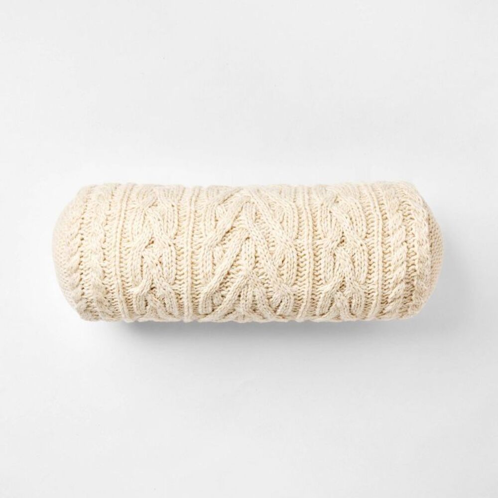 Knit Bolster Throw Pillow Cream - Threshold designed with Studio McGee